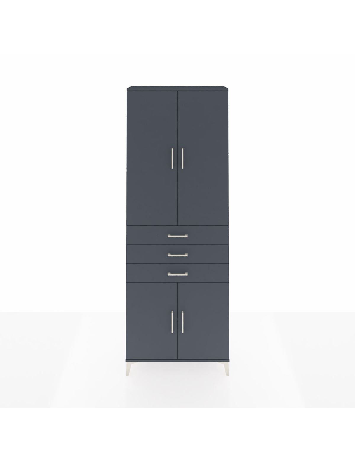 Arges Dolap 4 Raflı 3 Çekmeceli 4 Kapaklı 88x30x243 Antrasit-Antrasit