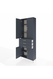 Arges Dolap 4 Raflı 3 Çekmeceli 4 Kapaklı 88x30x243 Antrasit-Antrasit