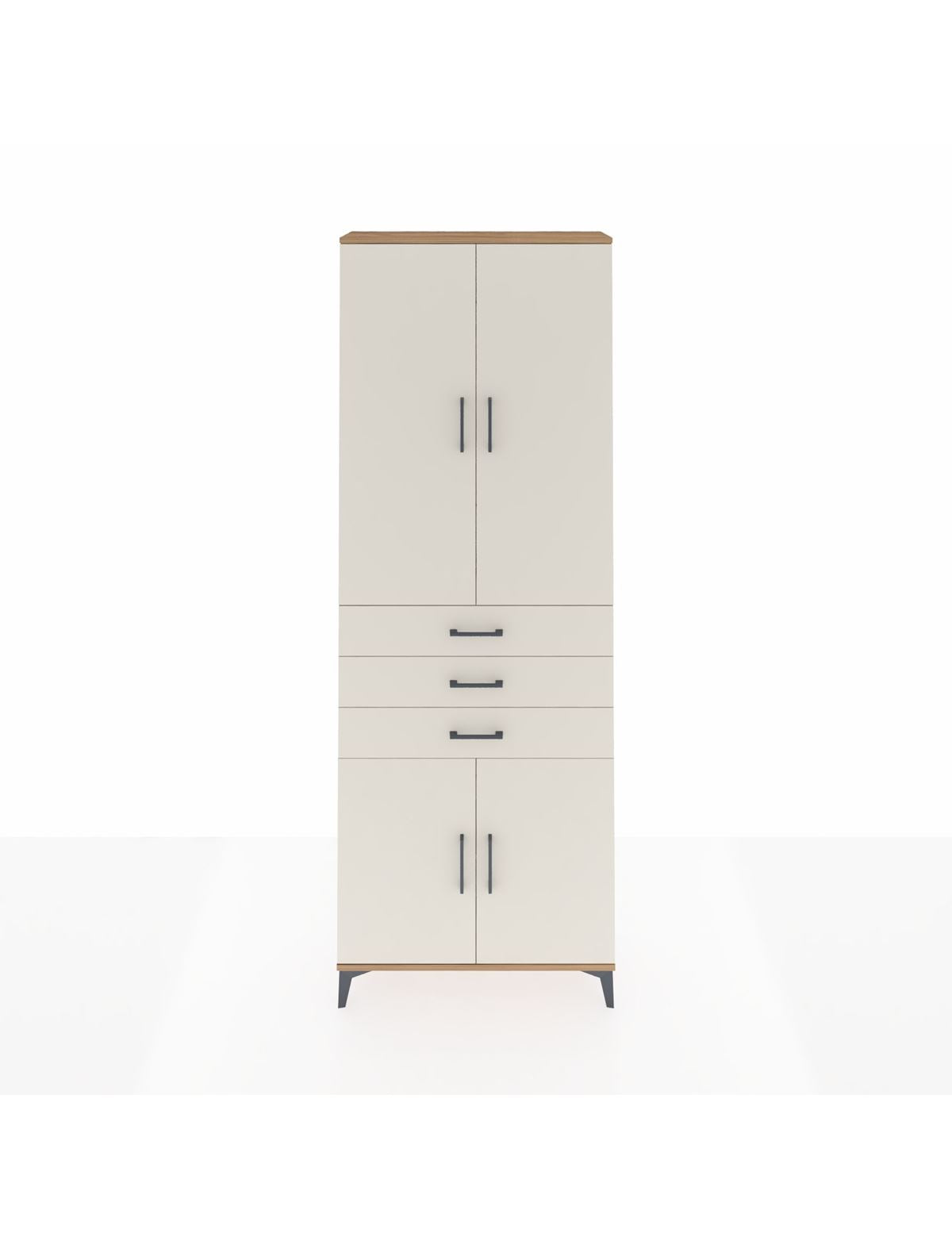 Arges Dolap 4 Raflı 3 Çekmeceli 4 Kapaklı 88x30x243 Çam-Aytaşı