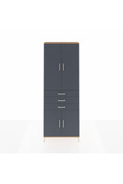 Arges Dolap 4 Raflı 3 Çekmeceli 4 Kapaklı 88x30x243 Çam-Antrasit