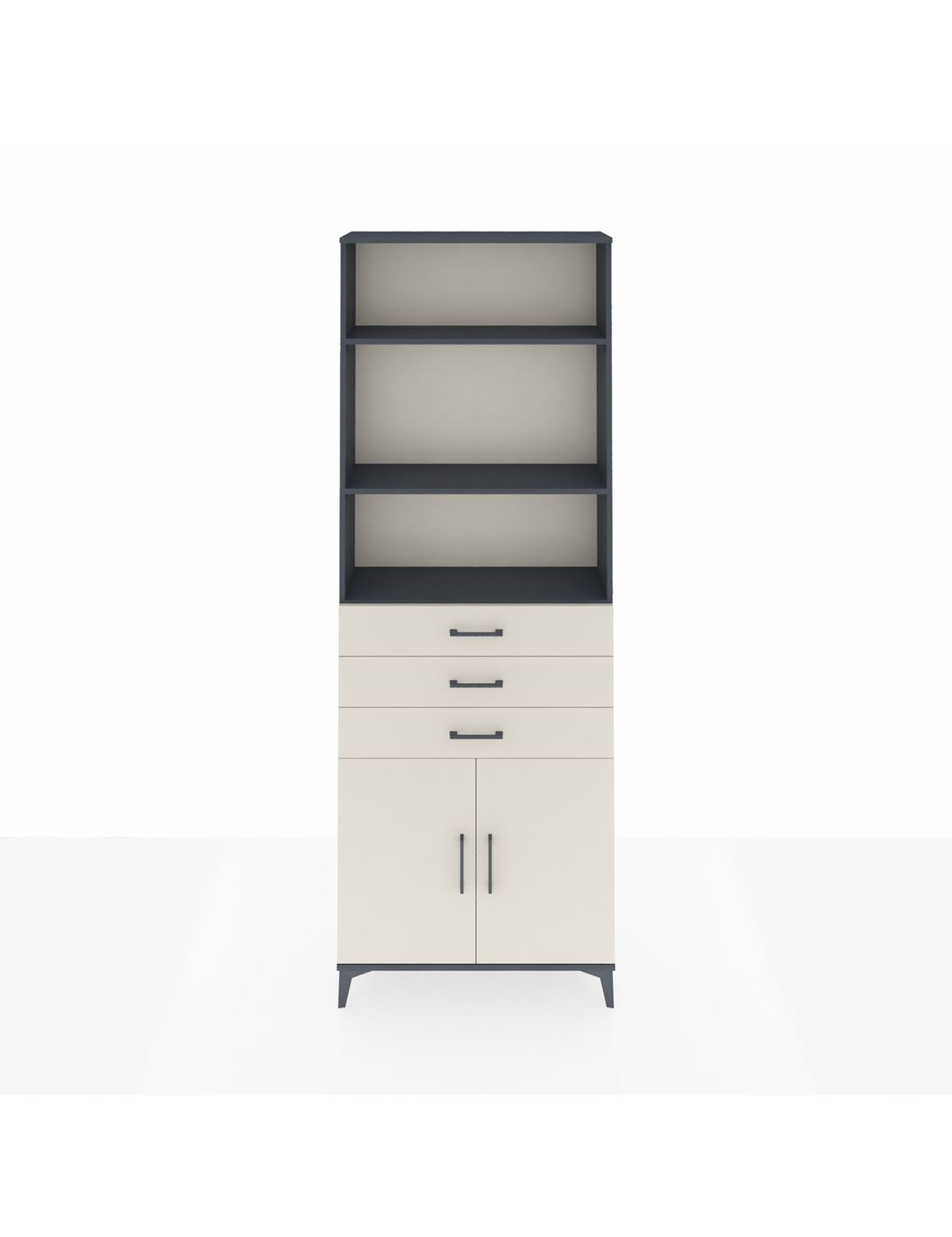 Arges Dolap 4 Raflı 3 Çekmeceli 2 Kapaklı 88x30x243 Antrasit-Aytaşı