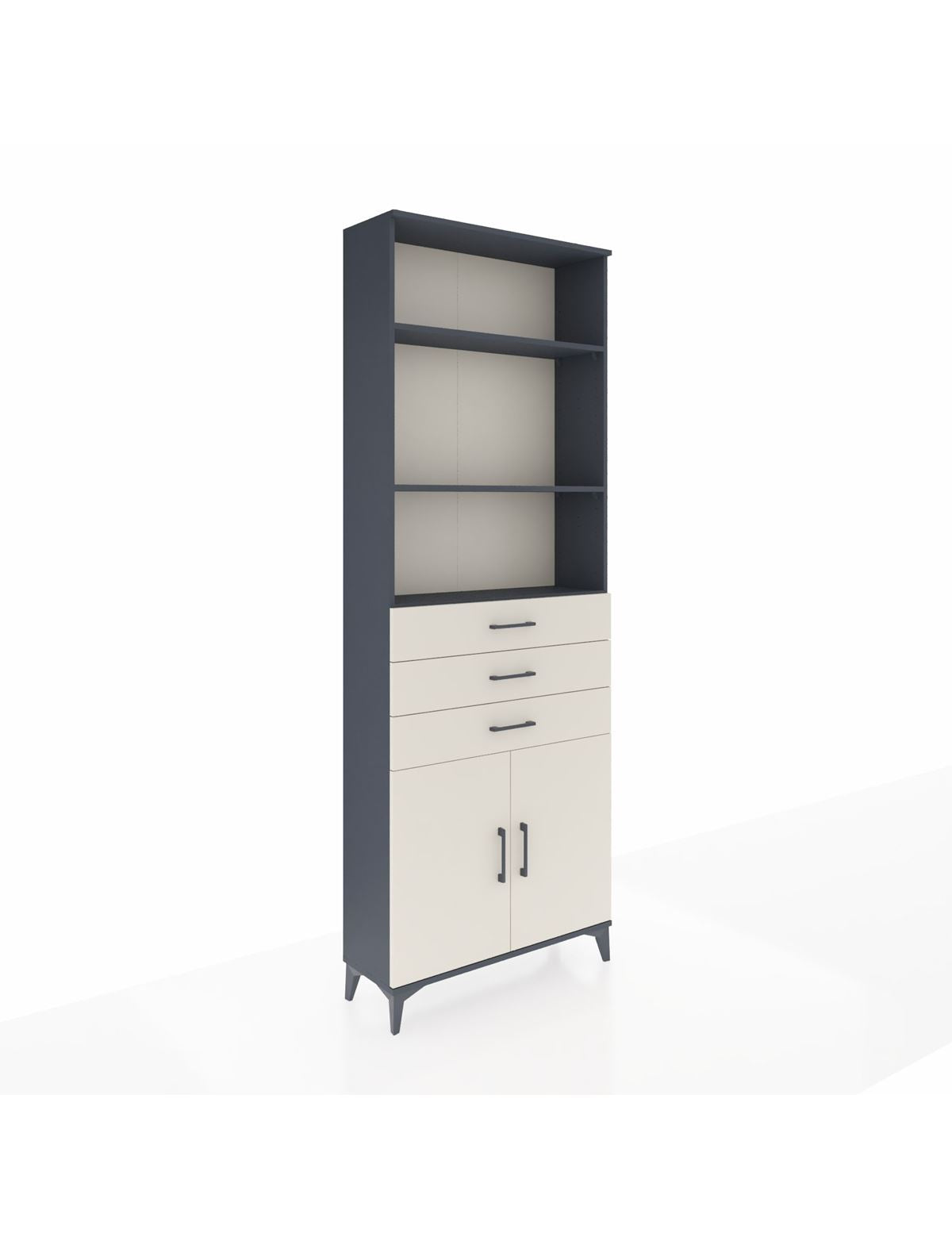 Arges Dolap 4 Raflı 3 Çekmeceli 2 Kapaklı 88x30x243 Antrasit-Aytaşı