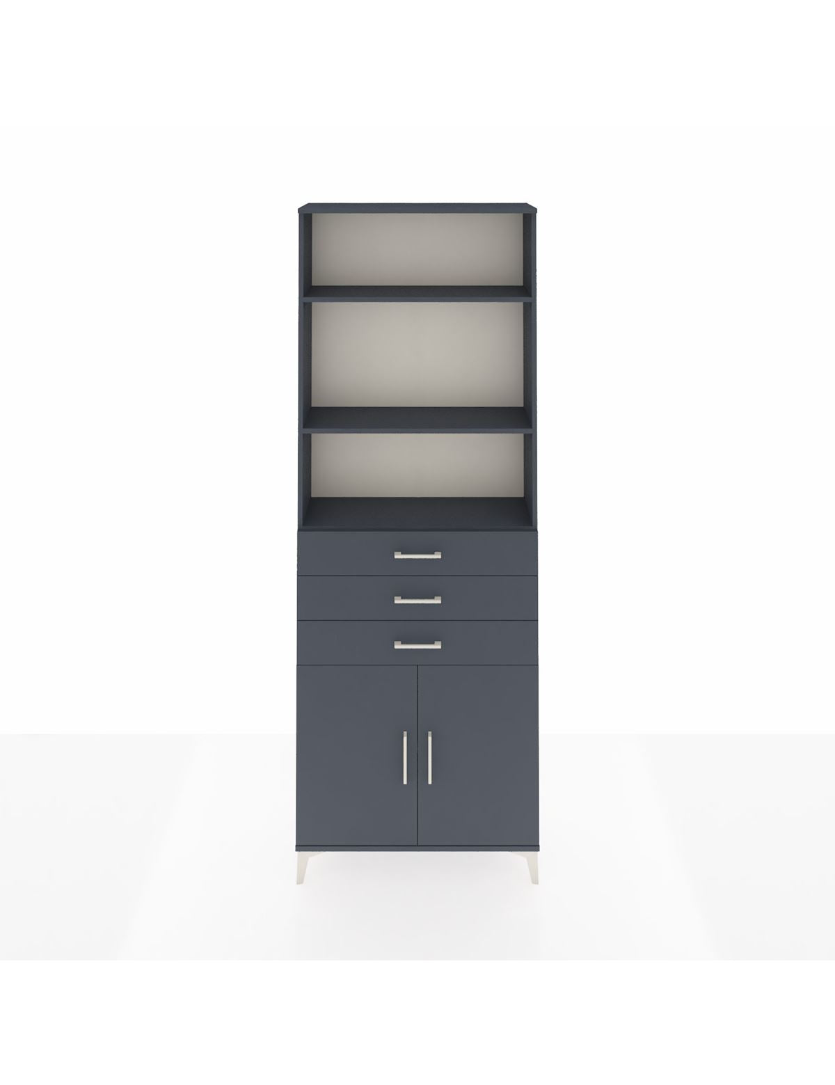 Arges Dolap 4 Raflı 3 Çekmeceli 2 Kapaklı 88x30x243 Antrasit-Antrasit