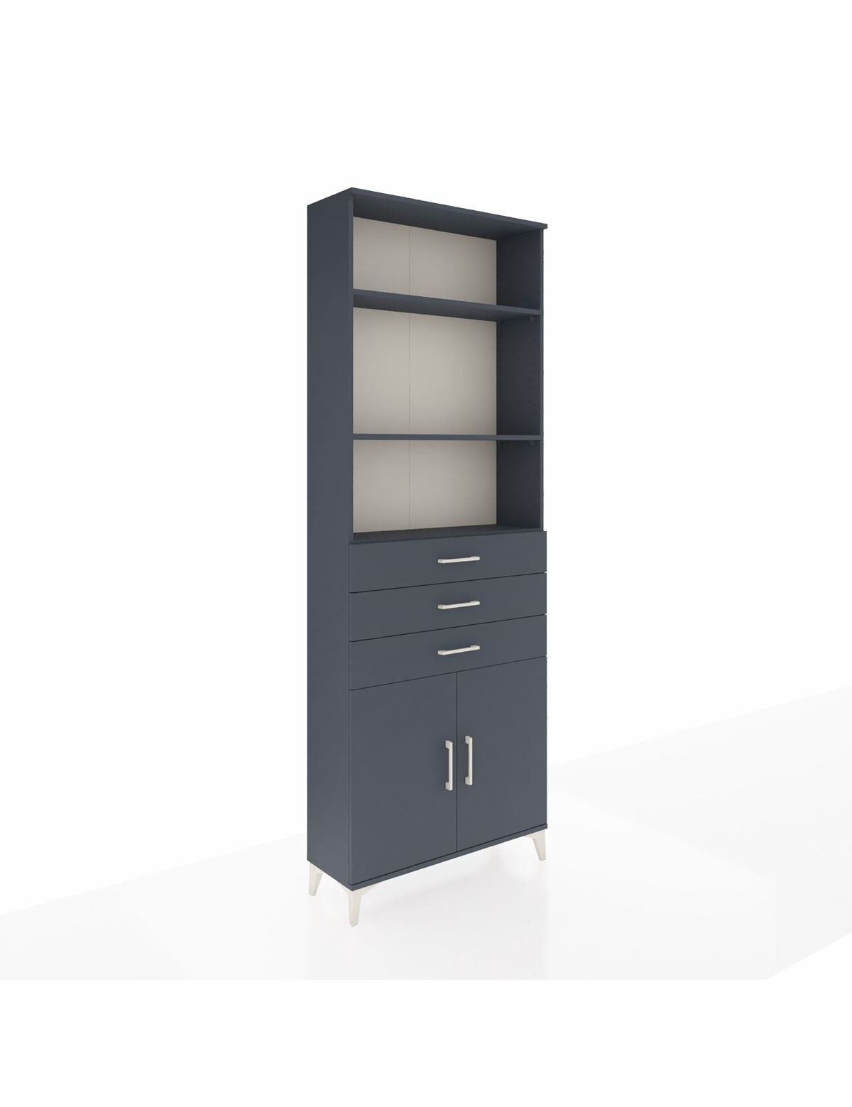 Arges Dolap 4 Raflı 3 Çekmeceli 2 Kapaklı 88x30x243 Antrasit-Antrasit