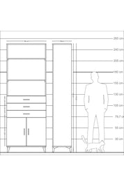 Arges Dolap 4 Raflı 3 Çekmeceli 2 Kapaklı 88x30x243 Antrasit-Antrasit