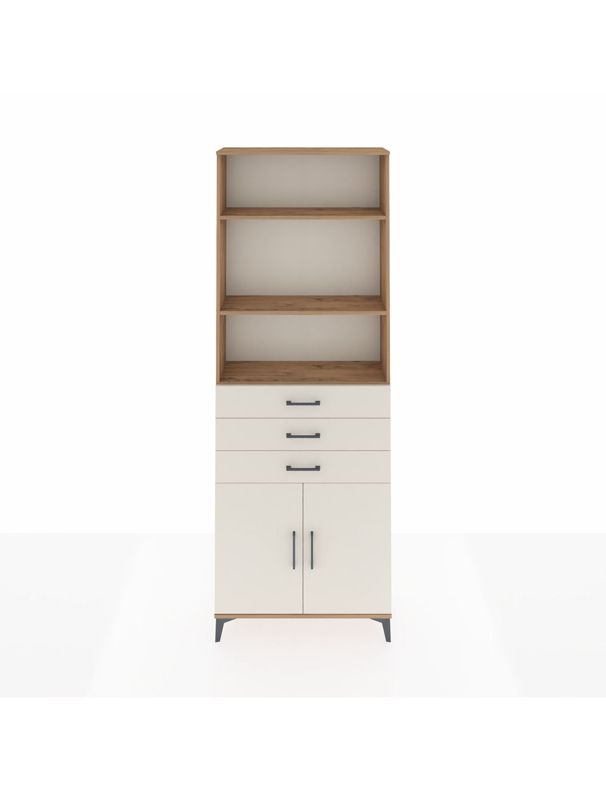 Arges Dolap 4 Raflı 3 Çekmeceli 2 Kapaklı 88x30x243 Çam-Aytaşı