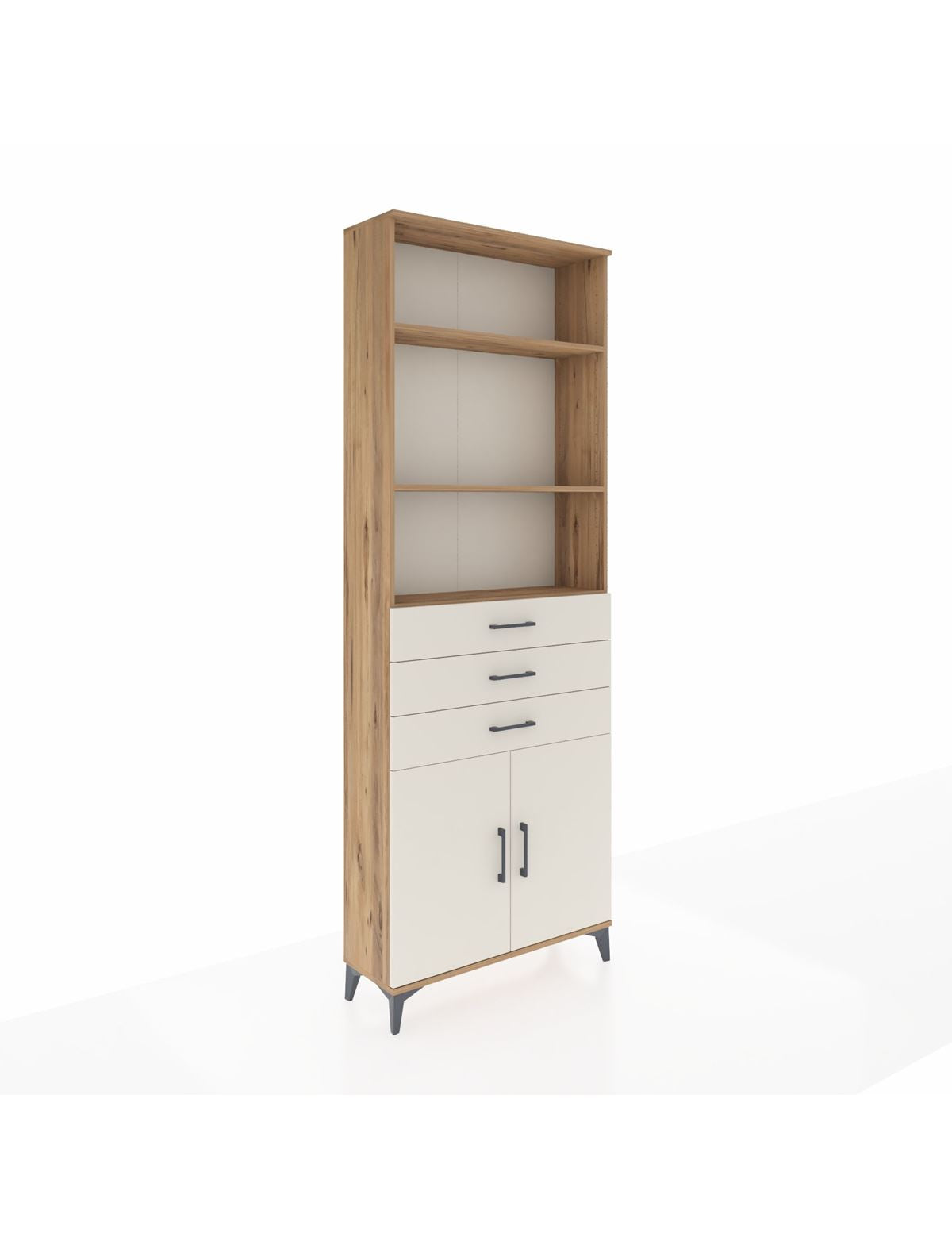 Arges Dolap 4 Raflı 3 Çekmeceli 2 Kapaklı 88x30x243 Çam-Aytaşı