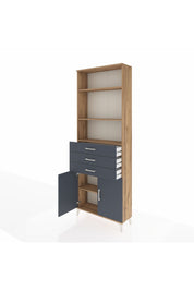 Arges Dolap 4 Raflı 3 Çekmeceli 2 Kapaklı 88x30x243 Çam-Antrasit