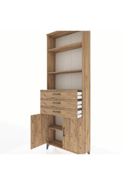 Arges Dolap 4 Raflı 3 Çekmeceli 2 Kapaklı 88x30x243 Çam-Çam