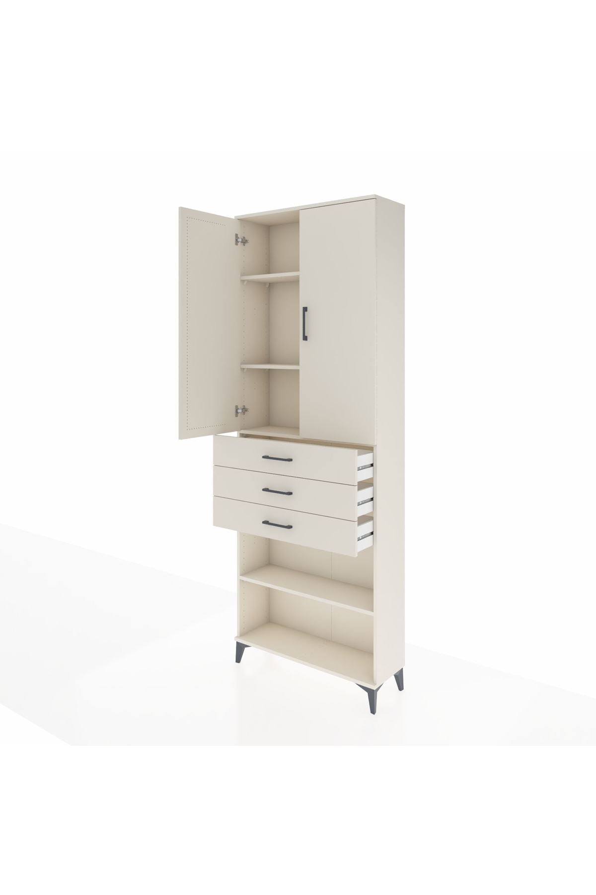 Arges Dolap 4 Raflı 3 Çekmeceli 2 Kapaklı 88x30x243 Aytaşı-Aytaşı