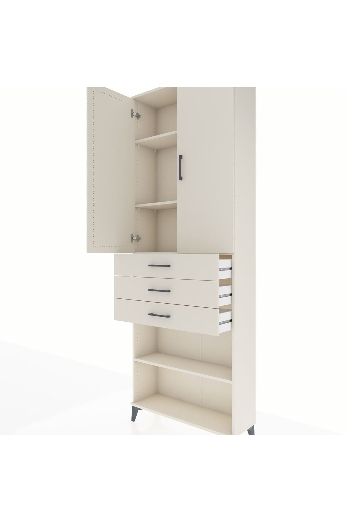 Arges Dolap 4 Raflı 3 Çekmeceli 2 Kapaklı 88x30x243 Aytaşı-Aytaşı