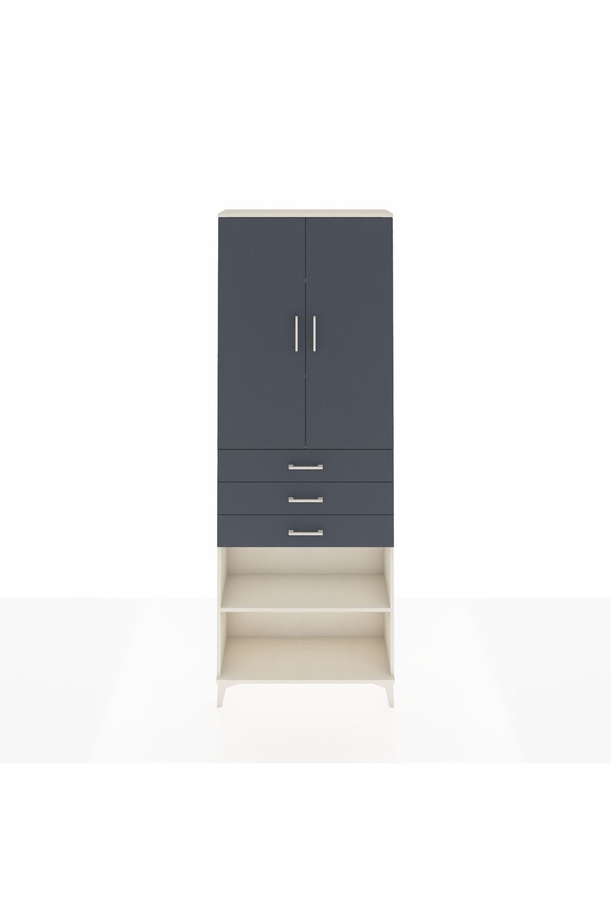 Arges Dolap 4 Raflı 3 Çekmeceli 2 Kapaklı 88x30x243 Aytaşı-Antrasit