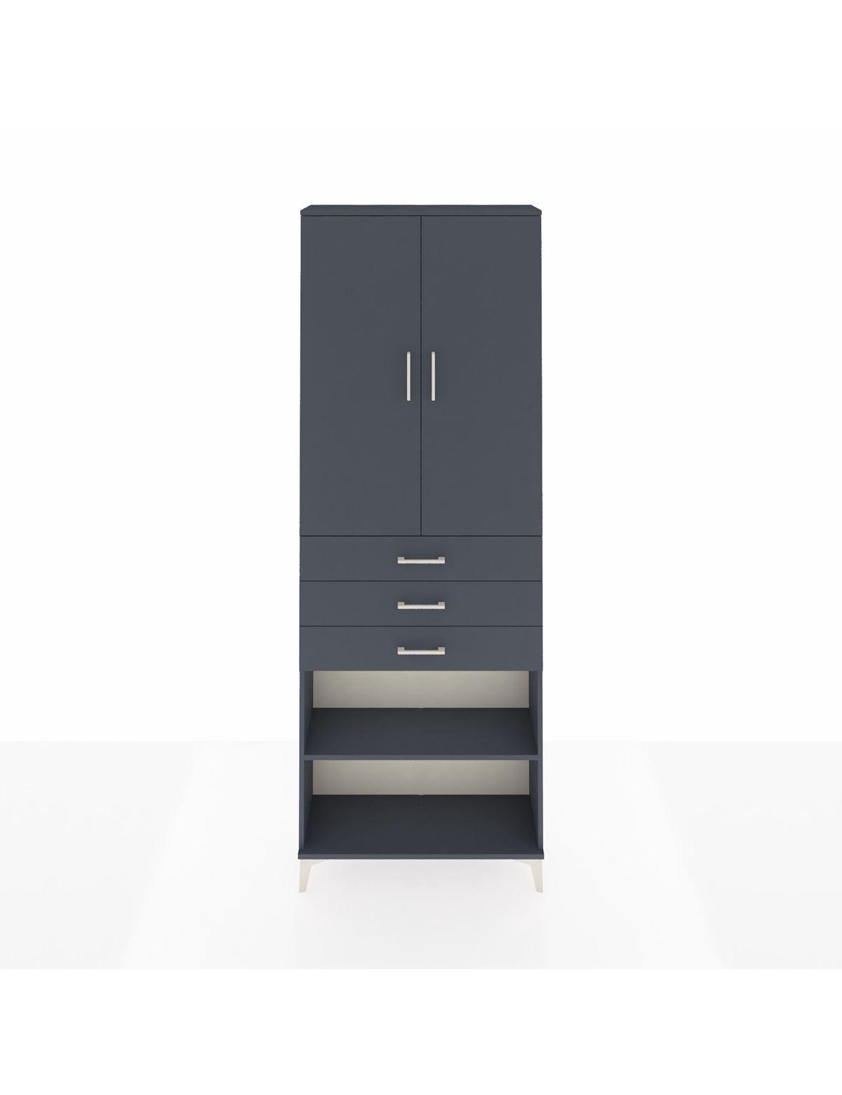 Arges Dolap 4 Raflı 3 Çekmeceli 2 Kapaklı 88x30x243 Antrasit-Antrasit