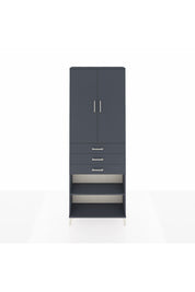 Arges Dolap 4 Raflı 3 Çekmeceli 2 Kapaklı 88x30x243 Antrasit-Antrasit