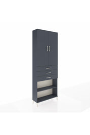 Arges Dolap 4 Raflı 3 Çekmeceli 2 Kapaklı 88x30x243 Antrasit-Antrasit