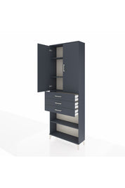 Arges Dolap 4 Raflı 3 Çekmeceli 2 Kapaklı 88x30x243 Antrasit-Antrasit