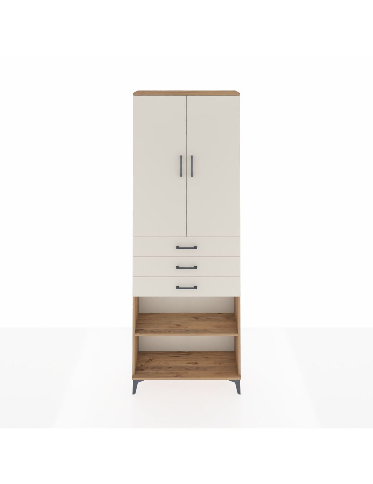 Arges Dolap 4 Raflı 3 Çekmeceli 2 Kapaklı 88x30x243 Çam-Aytaşı