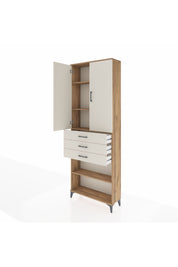 Arges Dolap 4 Raflı 3 Çekmeceli 2 Kapaklı 88x30x243 Çam-Aytaşı