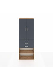 Arges Dolap 4 Raflı 3 Çekmeceli 2 Kapaklı 88x30x243 Çam-Antrasit