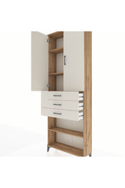Arges Dolap 4 Raflı 3 Çekmeceli 2 Kapaklı 88x30x243 Çam-Aytaşı