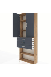 Arges Dolap 4 Raflı 3 Çekmeceli 2 Kapaklı 88x30x243 Çam-Antrasit