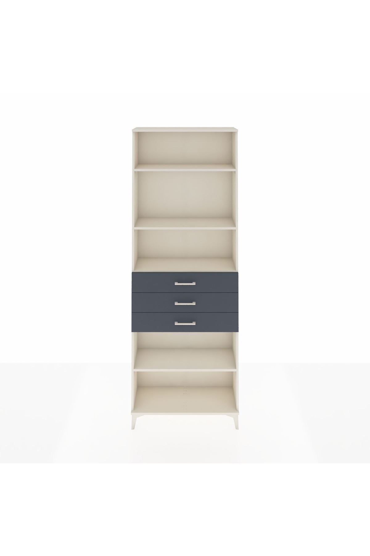 Arges Dolap 4 Raflı 3 Çekmeceli 88x30x243 Aytaşı-Antrasit