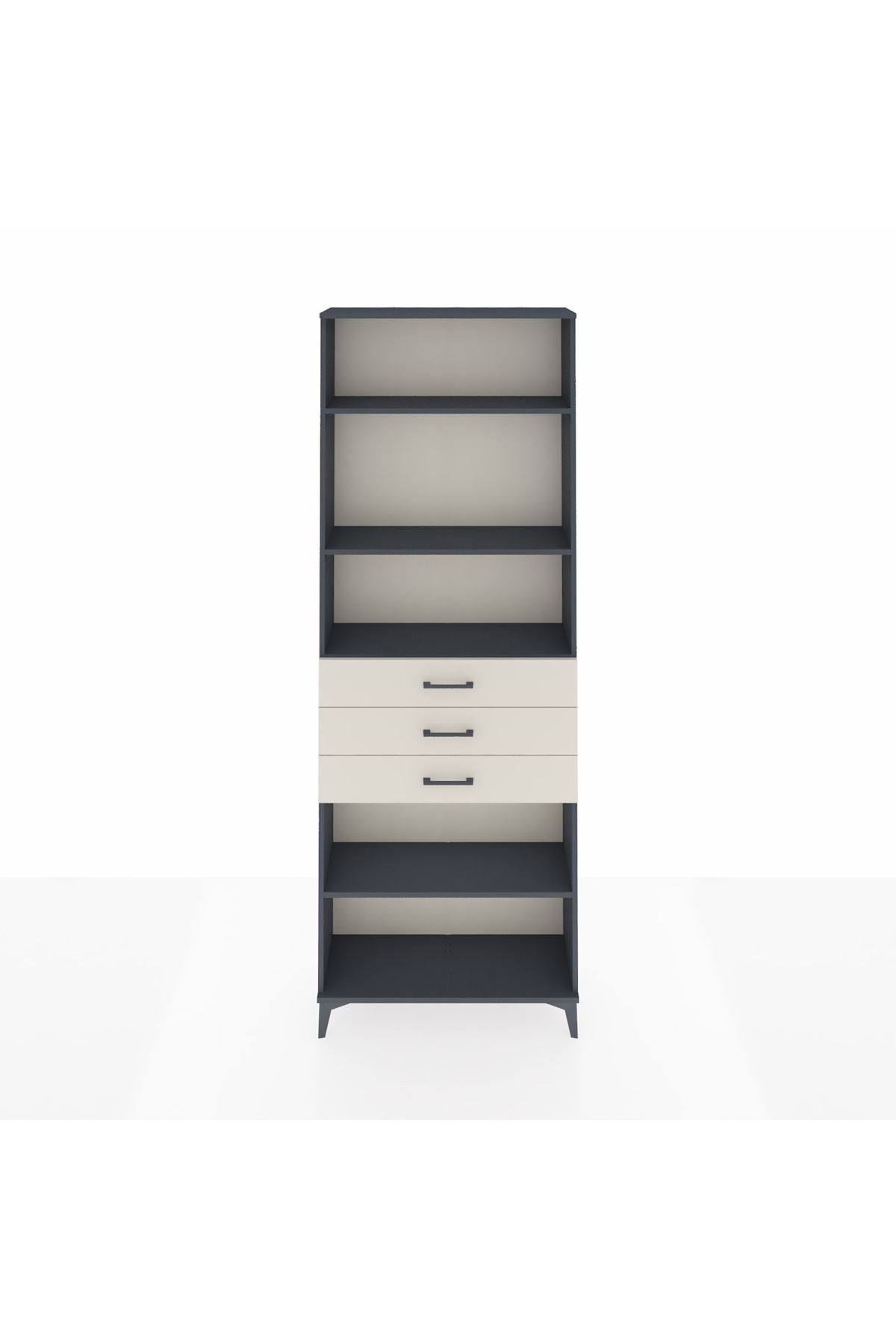 Arges Dolap 4 Raflı 3 Çekmeceli 88x30x243 Antrasit-Aytaşı