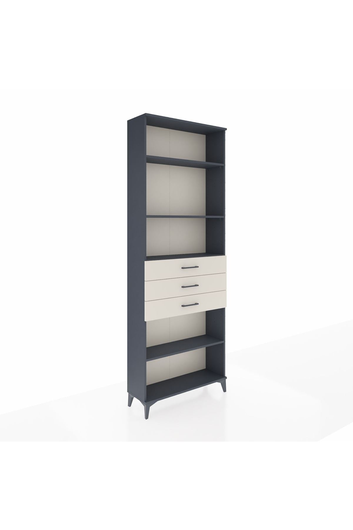 Arges Dolap 4 Raflı 3 Çekmeceli 88x30x243 Antrasit-Aytaşı