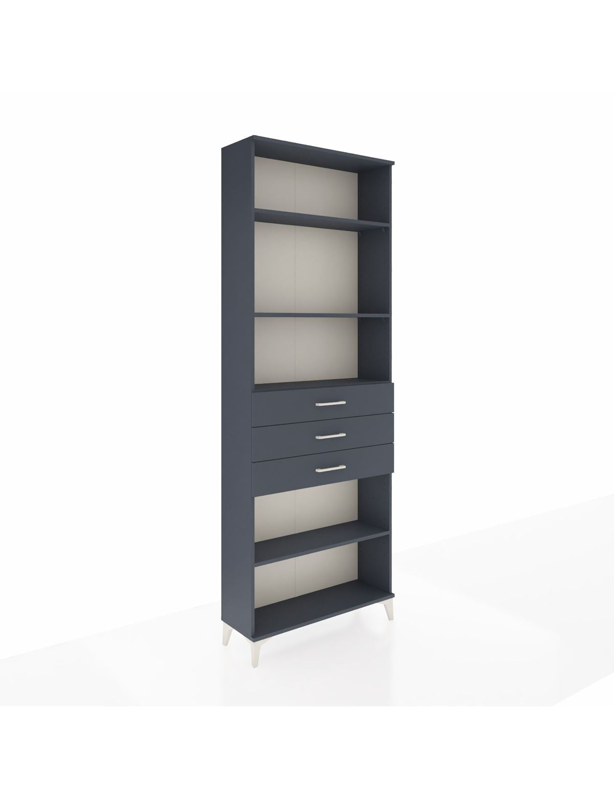 Arges Dolap 4 Raflı 3 Çekmeceli 88x30x243 Antrasit-Antrasit