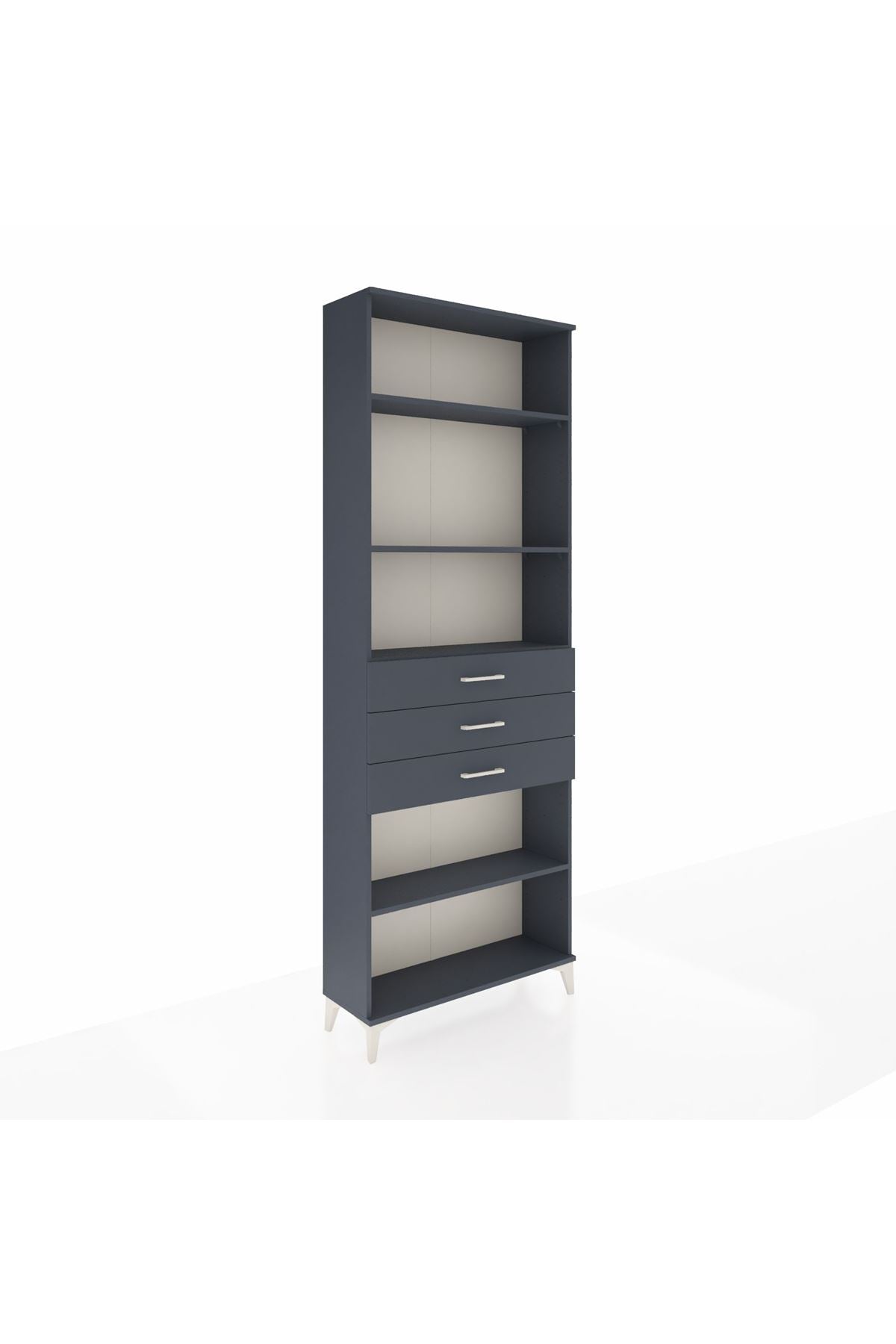 Arges Dolap 4 Raflı 3 Çekmeceli 88x30x243 Antrasit-Antrasit