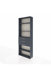 Arges Dolap 4 Raflı 3 Çekmeceli 88x30x243 Antrasit-Antrasit