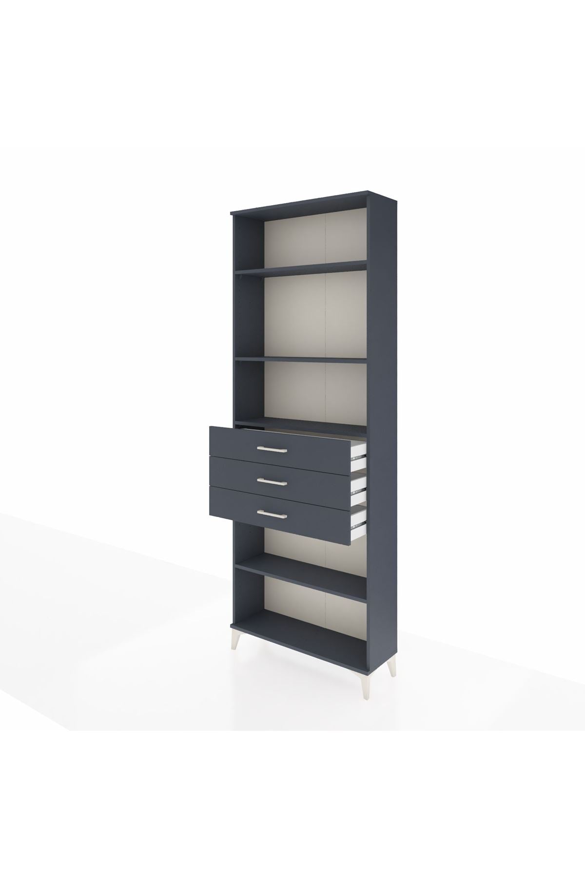 Arges Dolap 4 Raflı 3 Çekmeceli 88x30x243 Antrasit-Antrasit