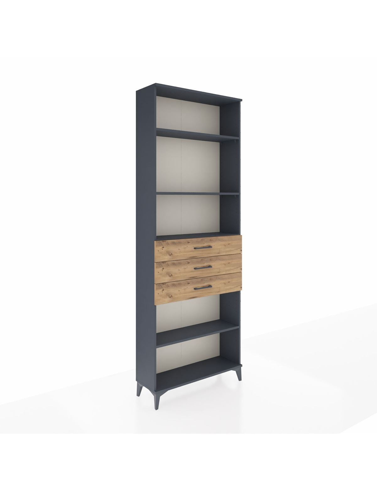 Arges Dolap 4 Raflı 3 Çekmeceli 88x30x243 Antrasit-Çam