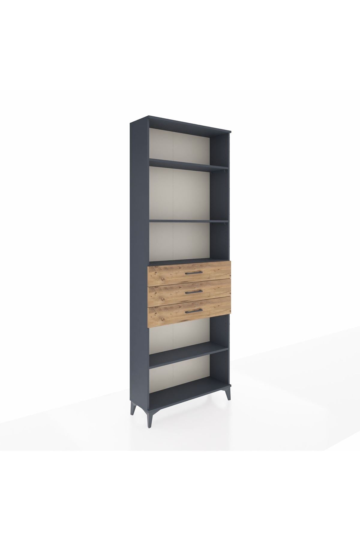 Arges Dolap 4 Raflı 3 Çekmeceli 88x30x243 Antrasit-Çam