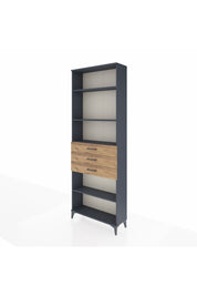 Arges Dolap 4 Raflı 3 Çekmeceli 88x30x243 Antrasit-Çam