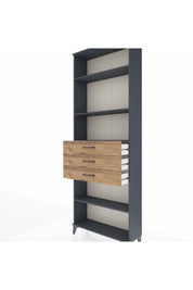 Arges Dolap 4 Raflı 3 Çekmeceli 88x30x243 Antrasit-Çam