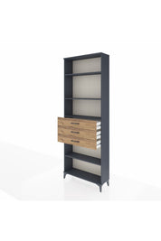 Arges Dolap 4 Raflı 3 Çekmeceli 88x30x243 Antrasit-Çam