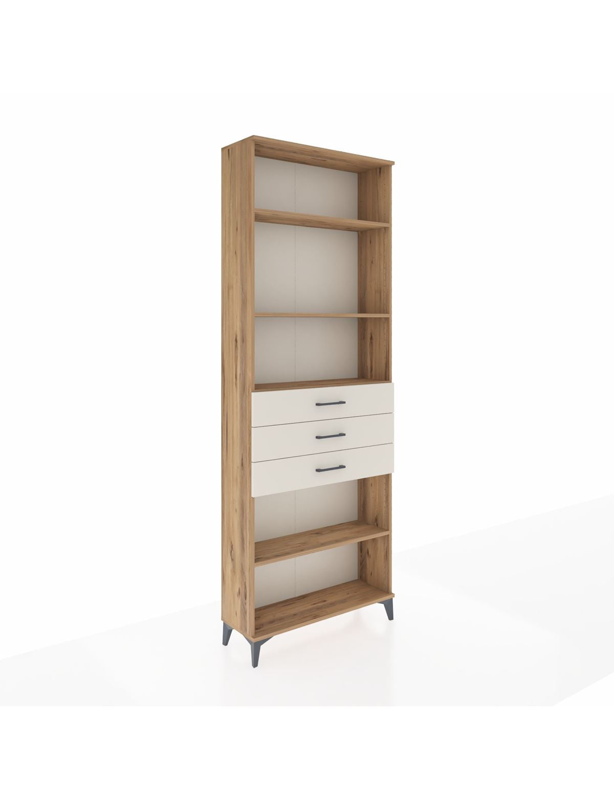 Arges Dolap 4 Raflı 3 Çekmeceli 88x30x243 Çam-Aytaşı