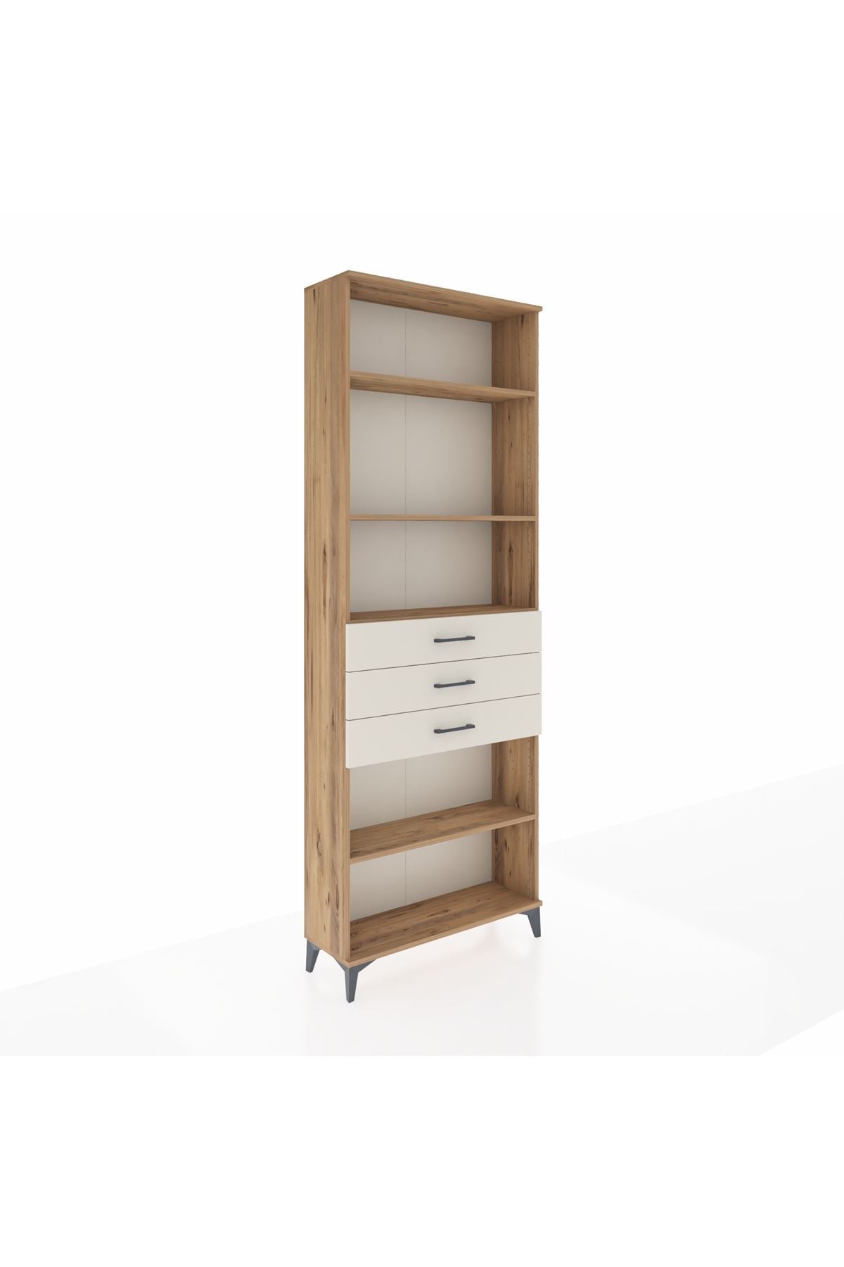 Arges Dolap 4 Raflı 3 Çekmeceli 88x30x243 Çam-Aytaşı