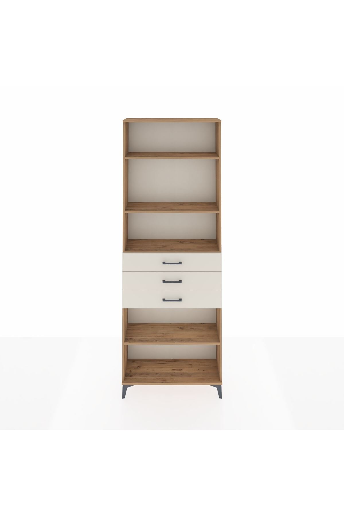 Arges Dolap 4 Raflı 3 Çekmeceli 88x30x243 Çam-Aytaşı