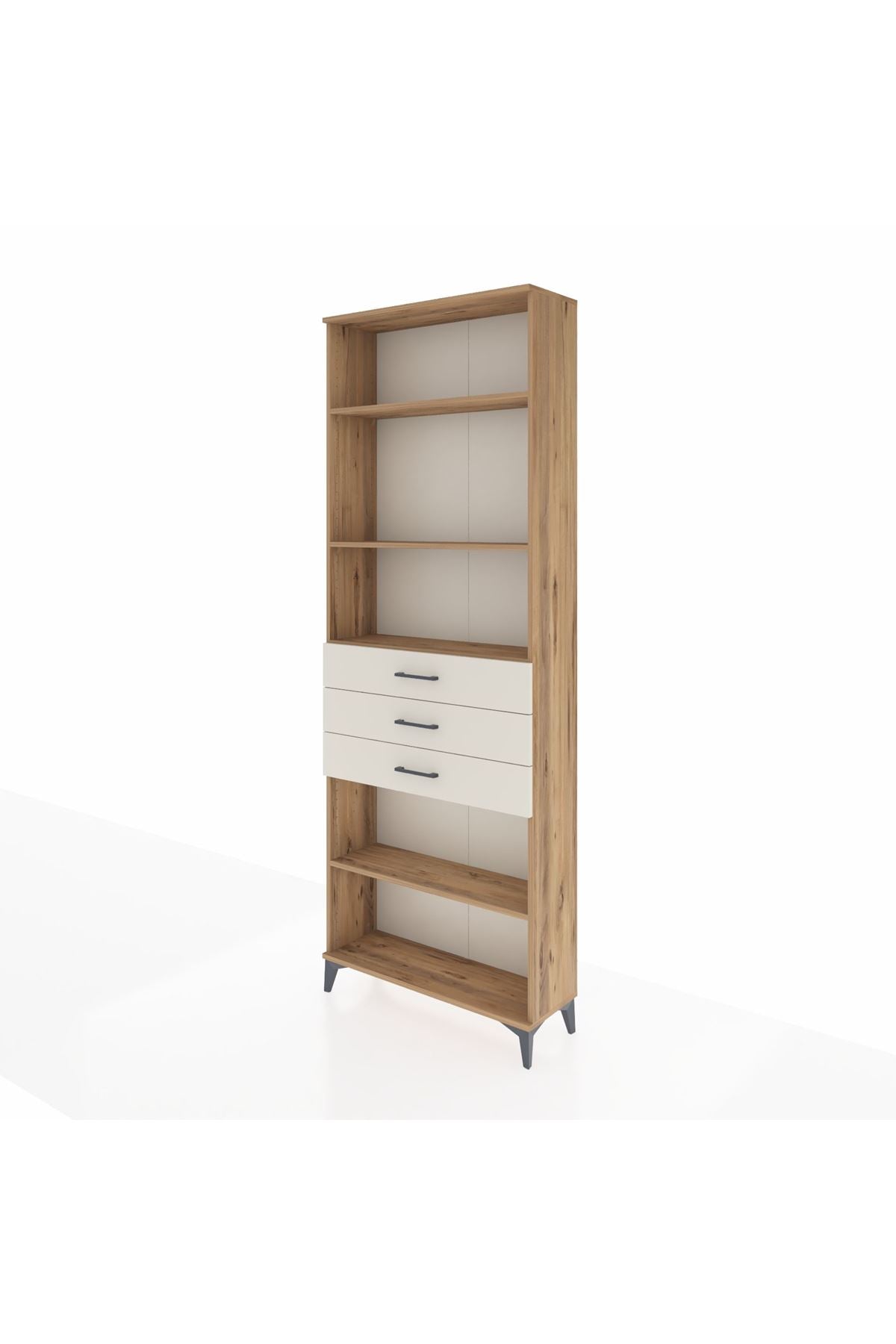 Arges Dolap 4 Raflı 3 Çekmeceli 88x30x243 Çam-Aytaşı