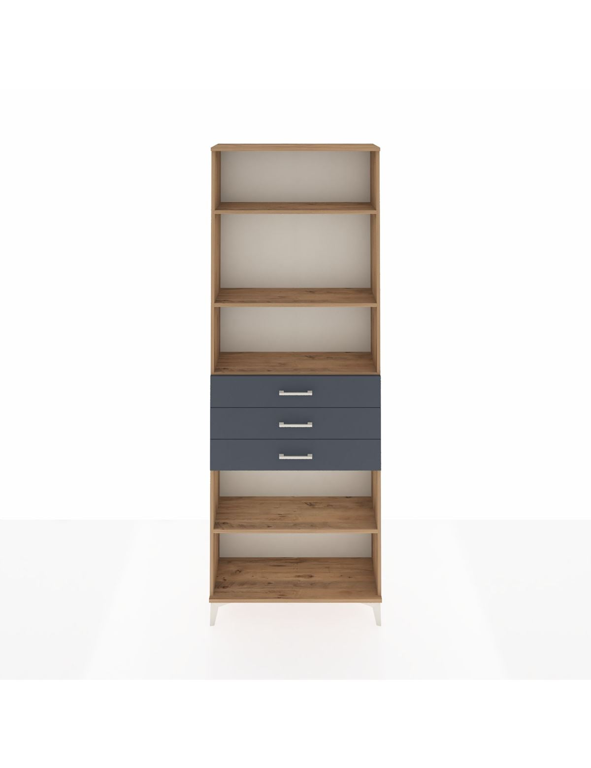 Arges Dolap 4 Raflı 3 Çekmeceli 88x30x243 Çam-Antrasit