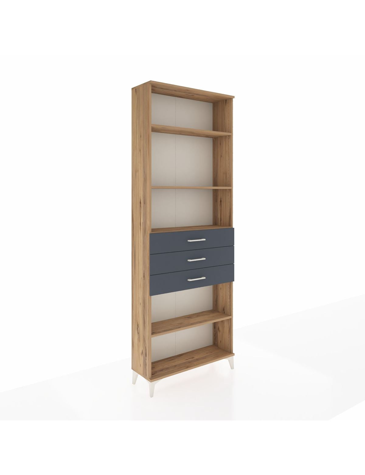 Arges Dolap 4 Raflı 3 Çekmeceli 88x30x243 Çam-Antrasit