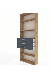 Arges Dolap 4 Raflı 3 Çekmeceli 88x30x243 Çam-Antrasit