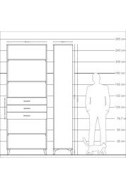 Arges Dolap 4 Raflı 3 Çekmeceli 88x30x243 Çam-Çam