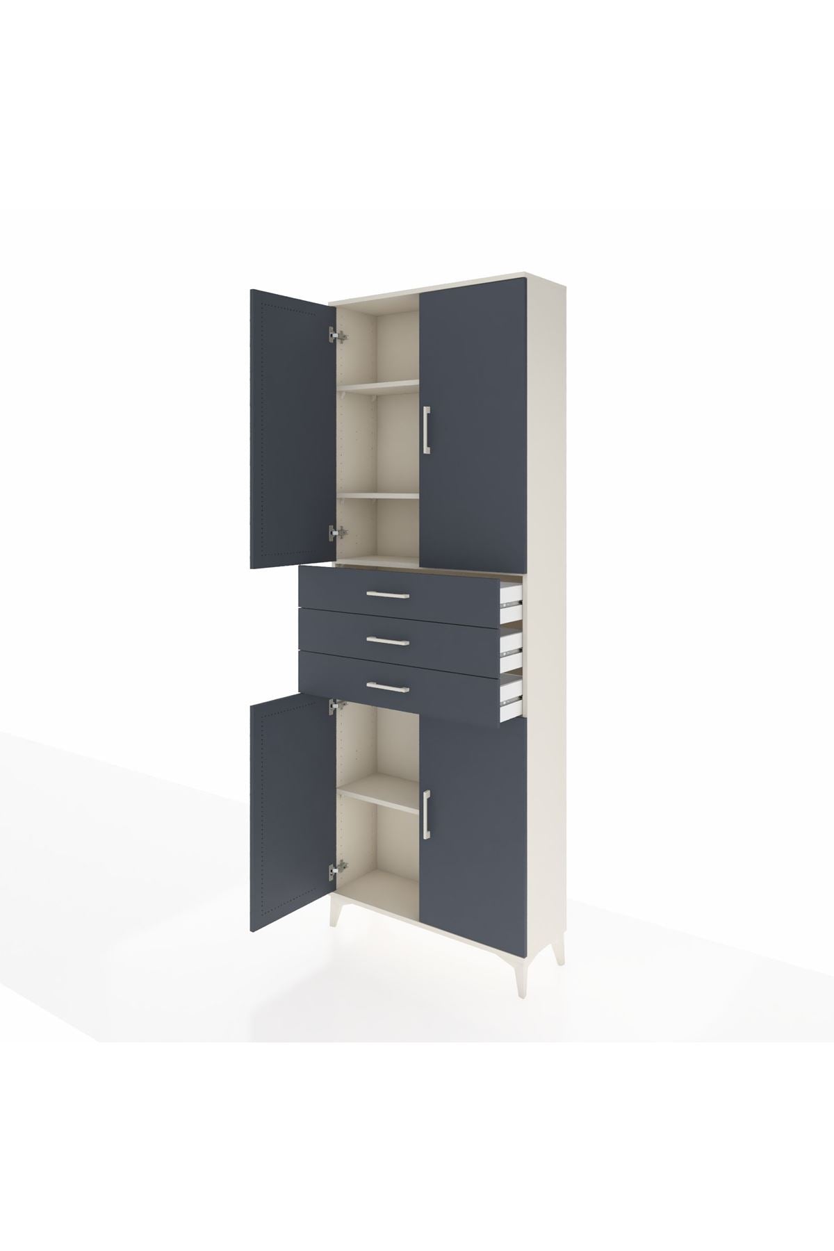 Arges Dolap 4 Raflı 3 Çekmeceli 4 Kapaklı 88x30x243 Aytaşı-Antrasit