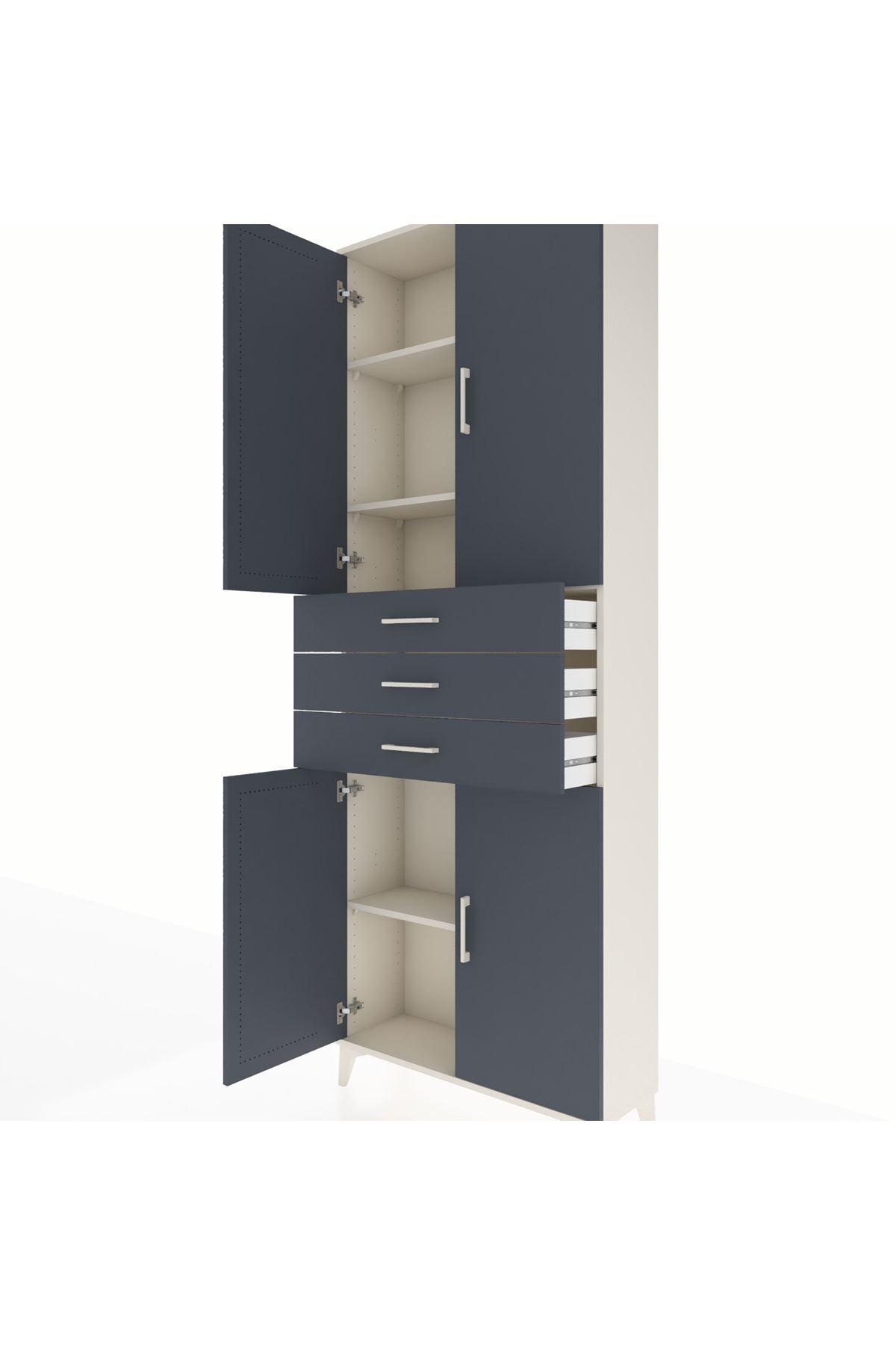 Arges Dolap 4 Raflı 3 Çekmeceli 4 Kapaklı 88x30x243 Aytaşı-Antrasit