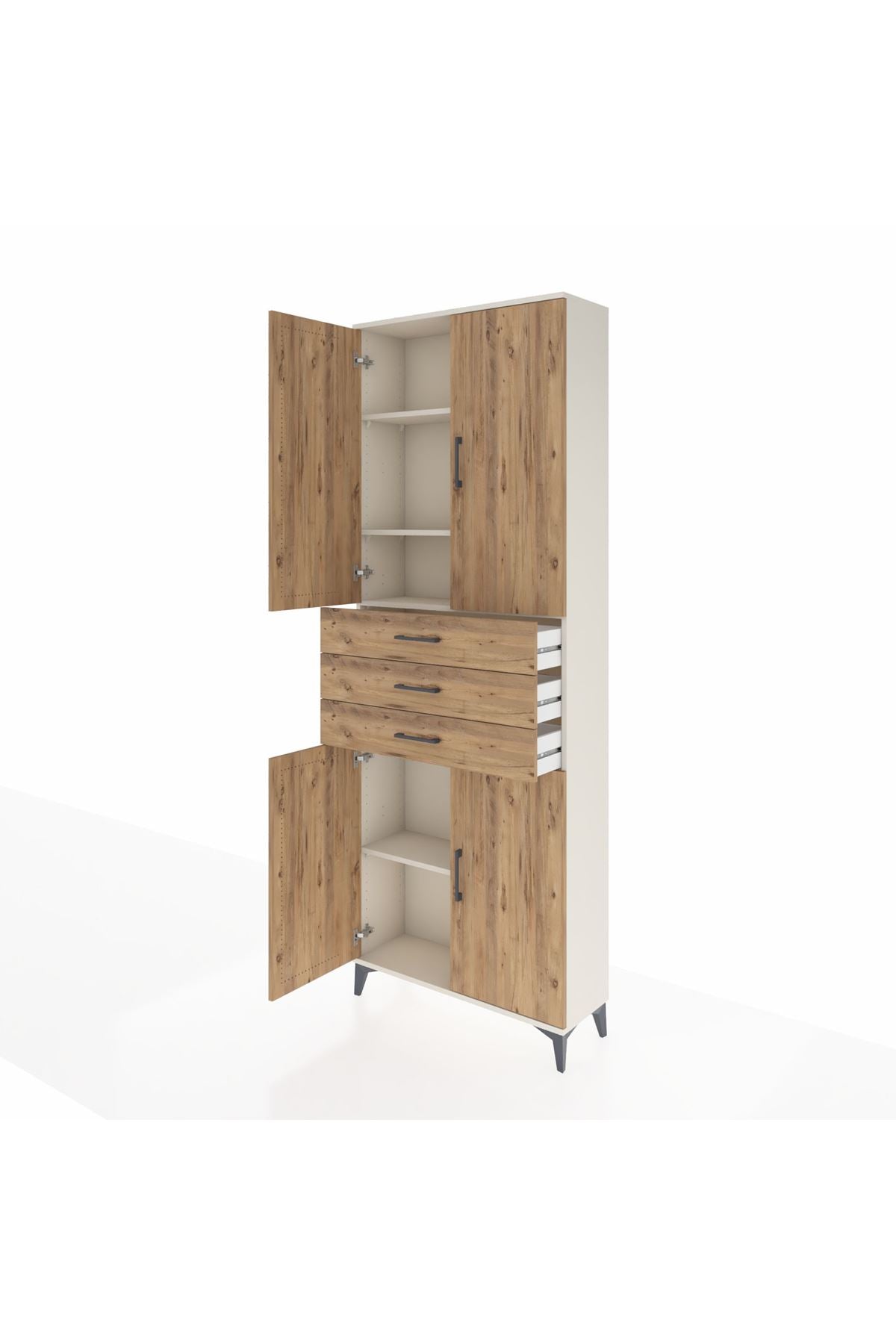 Arges Dolap 4 Raflı 3 Çekmeceli 4 Kapaklı 88x30x243 Aytaşı-Çam