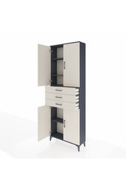 Arges Dolap 4 Raflı 3 Çekmeceli 4 Kapaklı 88x30x243 Antrasit-Aytaşı