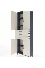 Arges Dolap 4 Raflı 3 Çekmeceli 4 Kapaklı 88x30x243 Antrasit-Aytaşı